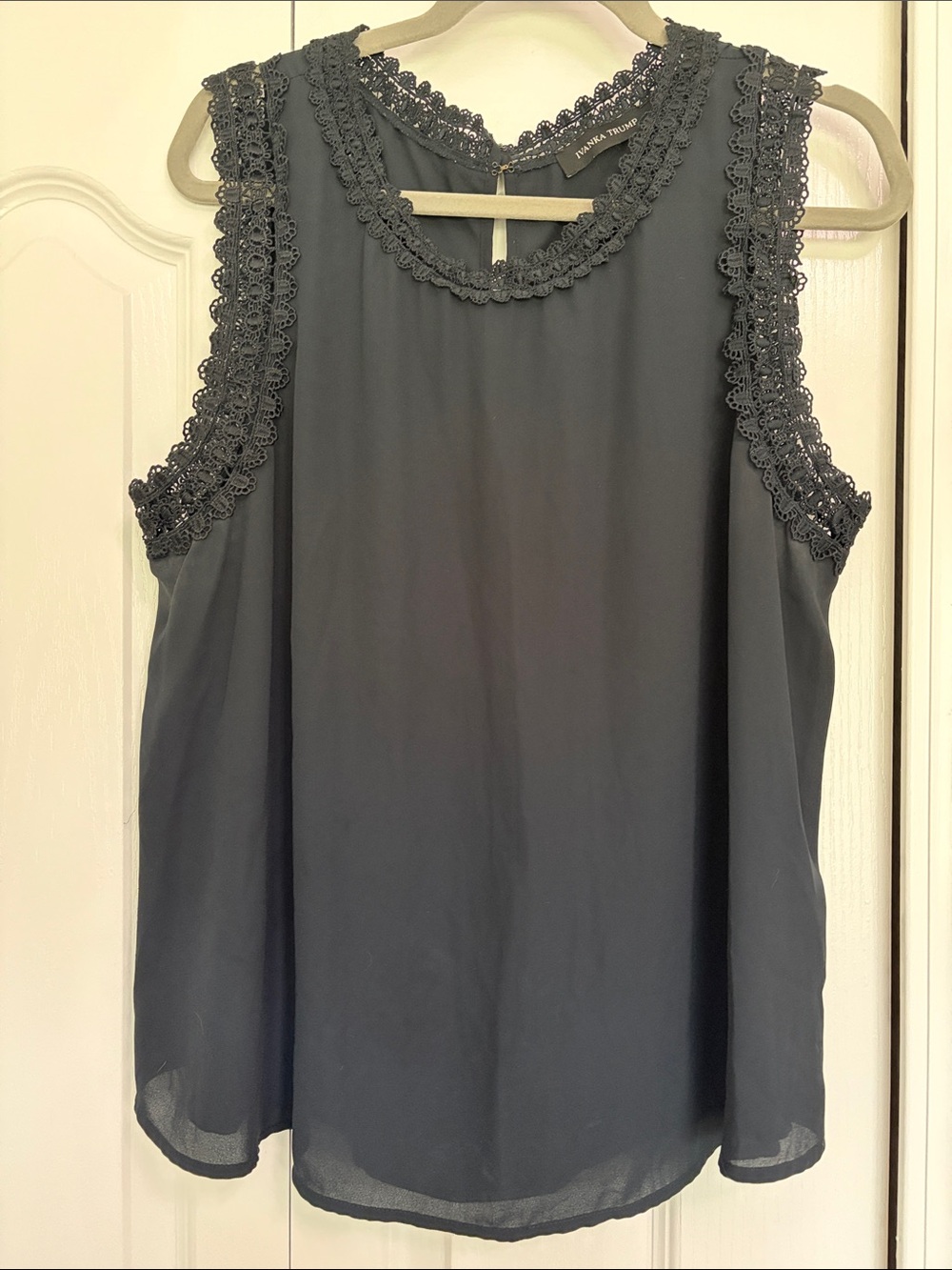 Ivanka Trump navy Lace-Trim Chiffon Sleeveless Camisole